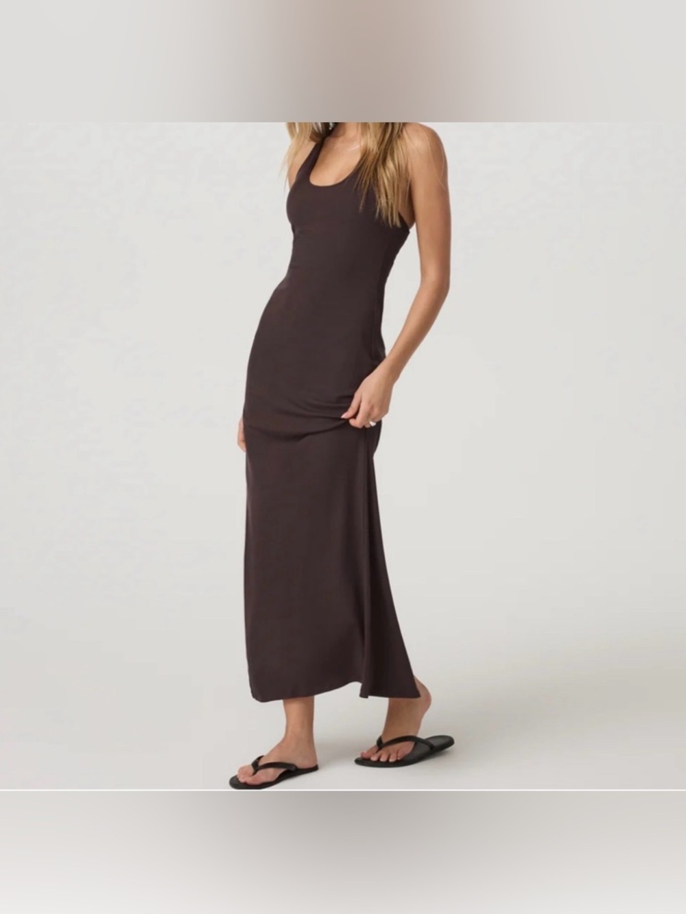 Vuori Pose Scoop Maxi Dress French Roast Sz Small NEW